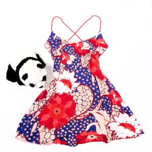 Red Free People floral spaghetti strap dress